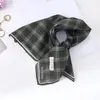 Lenço Xadrez com Bolinhas Vintage de Alta Qualidade Lenço Decorativo para Cabeça Lenço de Seda Novo Estilo Primavera e Verão