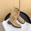 Aumento de Altura 5.5cm~ Tacón Grueso Maillard Suela Gruesa Hebilla Gamuza de Vaca Botines de Tacón Alto 2025 Botas de Otoño para Mujer
