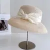 Sombrero de Pescador de Encaje de Malla Estilo Hepburn del Sur de Francia para Mujer, Sombrero de Paja con Protección Solar para Verano, Sombrero Pantalla Estilo Vacaciones, Moderno
