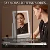 Espejo de Maquillaje con Luces Espejo de Maquillaje Led Desmontable Control Táctil Inteligente Rotación de 360 Grados Espejo de Maquillaje de Escritorio