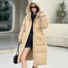 Abrigo Largo de Plumas para Mujer de Pinghu, Nuevo Estilo Invierno 2026, Hasta la Rodilla, Corte Holgado, Cálido, Elegante, Chaqueta Acolchada con Ceñidor en la Cintura