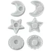 Portavelas Pentagrama Flor Luna Qi Puro Molde de Silicona DIY Yeso Bandeja de Aromaterapia Molde Base para Velas