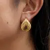 Design Silencioso e Elegante, Estilo Clássico Aço Inoxidável Dourado 18K Linhas de Junção em Coração Envoltas em Brincos Assimétricos em Camadas Múltiplas