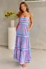 S32296 Comercio Exterior Europeo y Americano Ropa Transfronteriza para Mujer Amazon Rayas Posicionamiento Estampado Tirantes Espalda Descubierta Bolsillo con Solapa Vestido Pantalón para Mujer