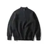Rumen Meng Suéter de Moda Retro Japonés Estilo Old Money para Hombre Otoño Media Cremallera Color Sólido Casual Versátil Prendas de Punto Abrigo