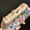 2021 Esmalte Colorido Margaridinha Gotejamento de Óleo Diamante Bolsa de Jantar Comércio Exterior Bolsa de Maquiagem Totalmente Diamantada Bolsa de Mão com Flores Nova Bolsa Feminina
