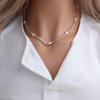 Colar de pérolas de água doce natural corrente geométrica irregular prata quebrada duas pérolas temperamento fashion corrente para clavícula