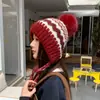Gorro pullover dulce y versátil con forro de forro polar para mujer, gorro de lana estilo Fair Isle casual para otoño e invierno, gorro cálido y a prueba de frío para exteriores
