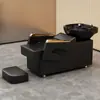 Sillón de peluquería para peinar el cabello Cama para lavar el cabello Cama para el cuidado del cabello Peluquería para hombres Cama para lavar el cabello Estilo de celebridad de internet Sillón semi-reclinable Lavabo profundo Cama para shampoo