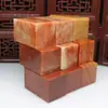 Selo Liso com Cabeça Plana, Pedra Vermelha Shoushan Zhejiang, Material de Pedra para Gravação de Selos, Gravação de Nome em Selo, Pedra para Selo de Tamanho Padrão