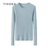 Suéter de malha canelada larga de 12 agulhas com fios brilhantes, gola redonda, pulôver slim-fit feminino 100% cashmere com fios dourados e prateados