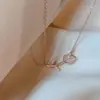 Colar de Tulipa Moda Nicho Corrente para Clavícula Feminina Alto Padrão Luxo Leve Exquisito Simples Estudante Namorada Corrente de Colar Elegante