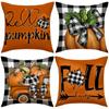 Nueva Funda de Cojín de Acción de Gracias Transfronteriza Sala de Estar Dormitorio Cosecha de Otoño Calabaza Hoja de Arce Funda de Cojín Decorativo para Sofá