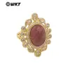 MR028 Anillo de Joyería para Fiesta Estilo Palacio Retro Exquisita Gema Redonda Pequeña Incrustada con Circonita Multicolores Opcionales para Mujer