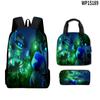 Mochila 3D con diseño de robot cósmico y astronauta, ideal para la escuela, para el almuerzo y para lápices, juego de tres piezas.