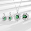 Explosiones de Comercio Electrónico Transfronterizo en Vivo Anillo de Zircón Esmeralda Aretes Collar Pulsera Collar Aretes Traje de Joyería para Mujer