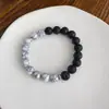 Pulseira de Pedra Vulcânica Contrastante Preto e Branco Transfronteiriça para Homens, Novo Estilo Chinês, Fashion, Versátil, de Alta Qualidade, Pulseira com Design Personalizado para Mulheres