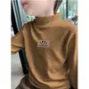 Camisetas Térmicas Gruesas de Manga Larga Cepillada con Cuello Semi-Alto para Niños y Adolescentes para Otoño e Invierno