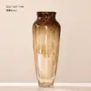 Vaso de Arte Color-Blocking com Textura de Gelo Color Chá, Recipiente para Flores em Hidroponia, Vaso Decorativo para Arranjo de Flores, Ornamento Decorativo de Arte para Arranjo de Flores de Mesa