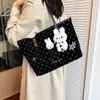 Bolso de mano de gran capacidad con lunares, bolso tote diario estilo coreano, un bolso de hombro casual moderno y lindo para el trabajo