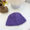 Sombrero de pescador de lana Dongdaemun de estilo coreano para mujer, sombrero de pescador de lana de estilo coreano para otoño e invierno, pequeño y cálido, de punto, a la moda.