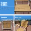 Patio Exterior Mesas y Sillas de Madera Plástica Anticorrosión Jardín Exterior Balcón al Aire Libre Ocio Impermeable Protección Solar Combinación de Mesa y Silla de Pizarra