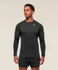 Ropa Deportiva de Gimnasio Transfronteriza para Hombres, Manga Larga para Correr y Entrenamiento, Camiseta Elástica Ajustada de Secado Rápido, Camiseta Interior Estampada