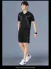 Traje deportivo para hombre Ropa de secado rápido Camiseta de seda helada de manga corta para correr Ropa fina de fitness Pantalones casuales de talla grande