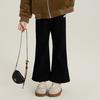 Calça de Veludo Aimo Beibei Estilo Coreano Composta Flare com Etiqueta Estilo Infantil Quente Longa 2024 Inverno