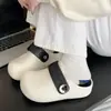 2026 Nova Moda Slip-On de Renda com Botão Bico Fechado Meia Sapatilha Versátil Casual Birkenstock Sapatos Femininos