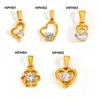 Moda Europea y Americana Retro DIY Colgante de Flor con Forma de Corazón con Diamantes, Chapado al Vacío en Oro de 18 Quilates, Collar de Joyería que No se Desvanece