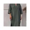 Vestido Casual de Color Puro Europeo y Americano Transfronterizo Temu Amazon Moda Talla Grande Botón Falda de Color Puro Mujer Venta al por Mayor