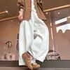 Pantalones Anchos Cortos Gris Oscuro para Mujer 2026, Talla Petite, Estilo Relajado, Tallas Grandes, Que Cubren la Cadera, Pierna Ancha, Pantalones Casuales tipo Globo
