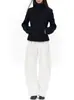 Abrigo de lana 100% FROMMTO, corte ajustado corto, cuello alto, chaqueta de lana negra, invierno