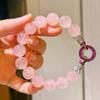 Pulsera de Cristal Rosa Pomelo Natural de Madagascar de 12 mm Permeable al Agua de Alta Calidad