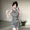 Vestido Cheongsam vintage mejorado sin mangas con cuello colgante, nuevo estilo chino, estilo nacional, sexy, ajustado, falda tubo adelgazante de verano
