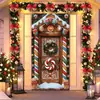 2026 Nova Cortina de Porta Banner de Natal Decoração de Fundo para Fotos ao Ar Livre com Papai Noel e Filhote
