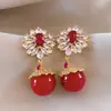 Pendientes Colgantes de Hoja de Zirconia Estilo Chino Nuevo Aguja de Plata Lujo Accesible Pendientes de Gama Alta Pendientes Estilo Palacio Retro para Mujer