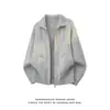 SIN LOGOTIPO PLUS2026 Invierno Nuevo Estilo Hong Kong Tallas Grandes Suéter Cardigan de Doble Cremallera Ropa Exterior de Moda para Hombre