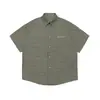 Roupas Masculinas Beijie 2026 Verão Novo Bordado de Letra Tamanho Grande Camisa de Manga Curta Masculina Tendência Solta Camisa Xadrez