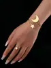 Conjunto de 2 Peças de Metal Dourado Estilo Europeu e Americano Conjunto de Pulseira e Anel de Estrela e Lua, Simples, Moderno, Luxo Leve, Joias Personalizadas
