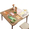 Mantel de mesa transparente de PVC de dibujos animados, impermeable, a prueba de aceite, lavable, resistente al calor, protector de escritorio de vidrio suave cuadrado