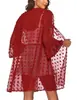 Cardigan de playa de gasa con borlas jacquard para mujer, verano 2023, transpirable, manga 3/4, blusa para nadar