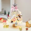 Árvore de Natal flocando rosa terno mesa topo enfeites de árvore de Natal presente decoração de árvore de Natal mini árvore de Natal