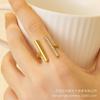 Anillo abierto para el dedo índice, chapado en oro de 18 quilates, ajustable, con líneas geométricas y diamantes, al estilo de las celebridades japonesas y coreanas de internet.