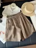 Shorts de Pierna Ancha de Algodón y Lino Estilo Old Money para Mujer, Nuevo Modelo de Verano, Elegantes Casuales de Cintura Alta Adelgazantes Versátiles para el Trabajo