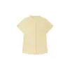 Camisa de Lino Lyocell Tencel de Manga Corta con Bolsillo para Mujer, Cardigan de Punto de Alta Gama Estilo Coreano con Botones, Nuevo Top de Primavera/Verano