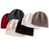 Gorro de cachemira para mujer de otoño e invierno, suave y cálido, gorro de punto simple, gorro casual para clima frío, gorro que cubre las orejas, gorro para exteriores para clima frío
