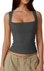 Ropa Europea y Americana 2025 Amazon Calle Estilo Sexy Moda Cuello Cuadrado Básico Ajustado Sin Mangas Chaleco Camiseta para Fondo de Mujer