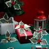 Accesorios de Fruta Roja Triangular Transfronteriza Hoja de Harry, Ramas, Adornos para Árbol de Acción de Gracias y Navidad, Decoraciones para Guirnaldas, Adornos de Jardinería